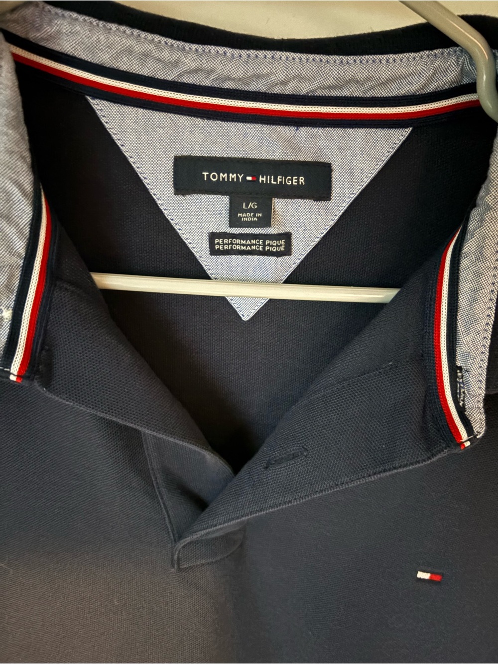 Tommy Hilfiger Men’s Navy Polo with Red & White Trim